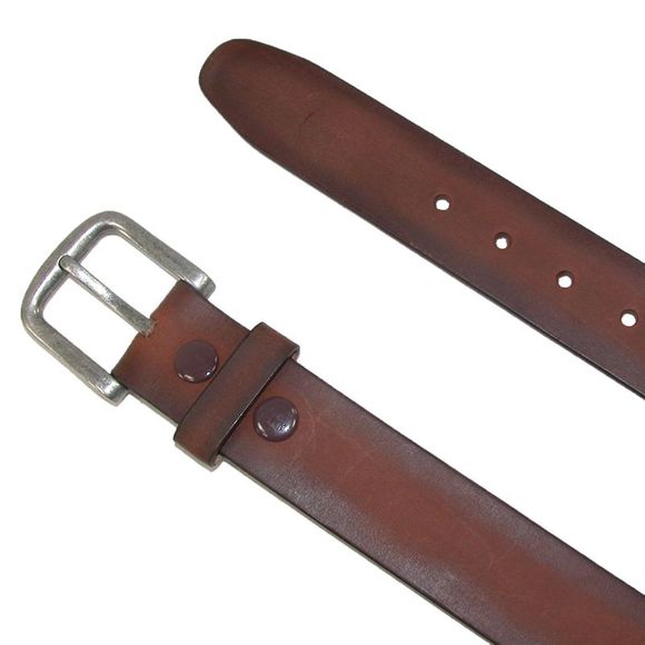 CTM Men's Big & Tall Burnished Leather Bridle Belt with Removable Buckle - Picture 2 of 3